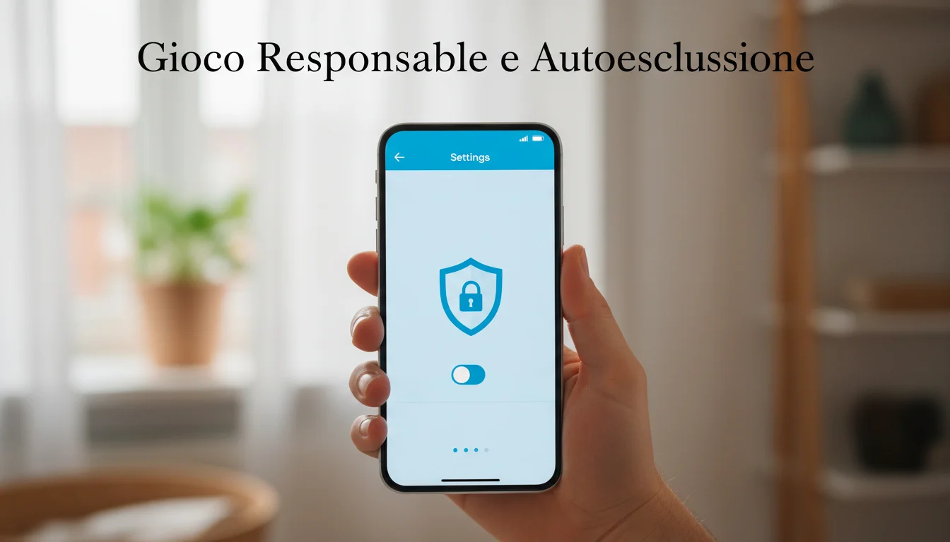 Mano che imposta limiti di gioco responsabile su smartphone con lucchetto di sicurezza