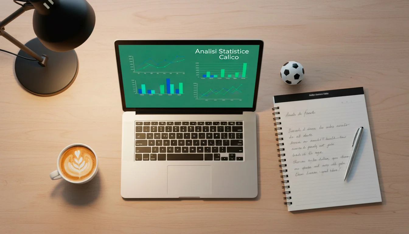 Statistiche calcio per scommesse con grafici e dati partita su laptop